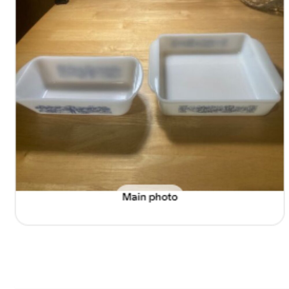 Sold on Ebay - 2 Vintage Currier & Ives Baking Dish Harvest Time Milk Glass 10"